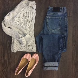 Free people light gray sweater with open back